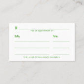 歯科ミントリーフ歯 – アポイントメント (裏面)