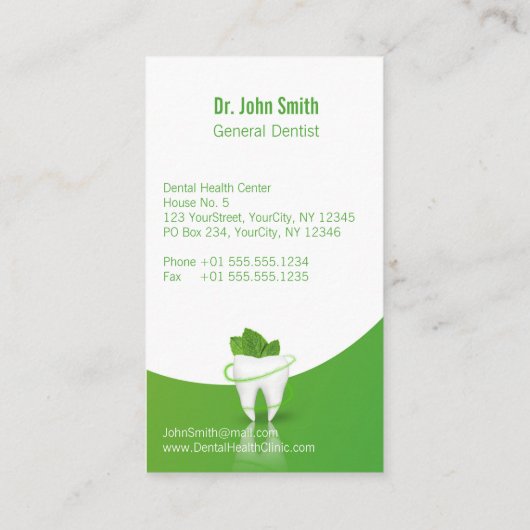歯科ミントリーフ歯 – 名刺 (裏面)