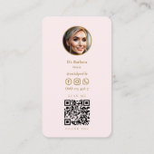 歯科モダンパールピンク金ゴールド歯科歯科矯正医 名刺 (裏面)