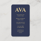 歯科モダン医歯科矯正医ブルー金ゴールド 名刺 (裏面)