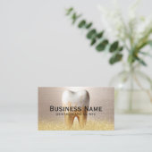 歯科モダン歯スタイリッシュ金ゴールド歯科 予約カード (スタンド正面)