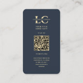 歯科モダン歯科技工用モノグラムダークブルー金ゴールド 名刺 (裏面)