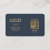 歯科モダン歯科矯正医モノグラムエレガントブルー 名刺 (裏面)