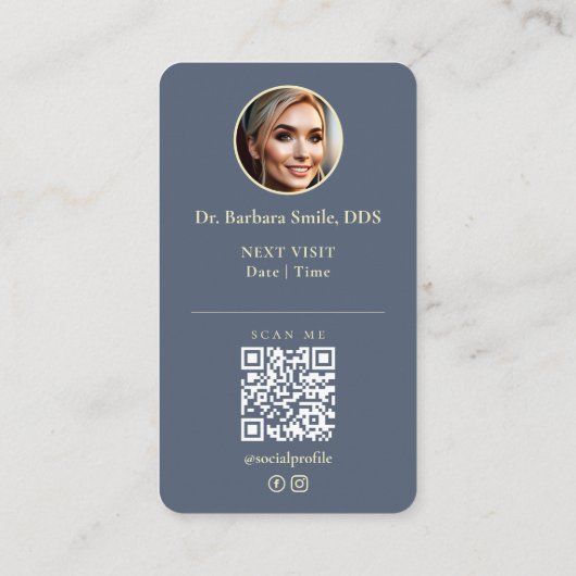 歯科モダン歯科矯正医ライトブルーグレー 名刺 (裏面)