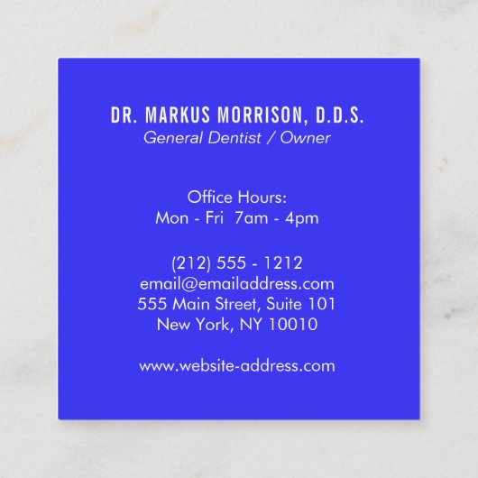 歯科モダン歯青ロゴ スクエア名刺 (裏面)