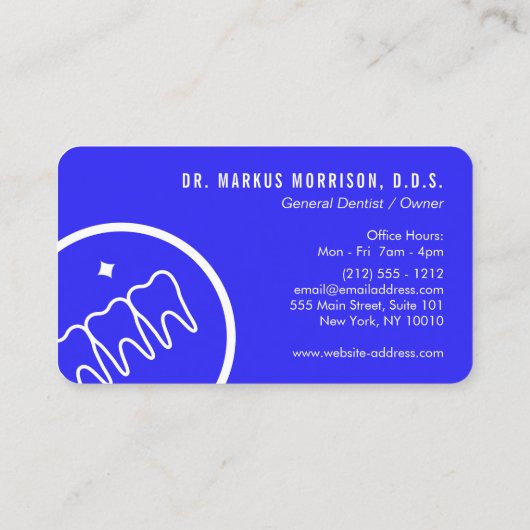 歯科モダン歯青ロゴ 名刺 (裏面)