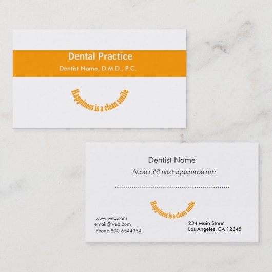 歯科モダン科文字デザインアポイントメント 予約カード (正面/裏面)