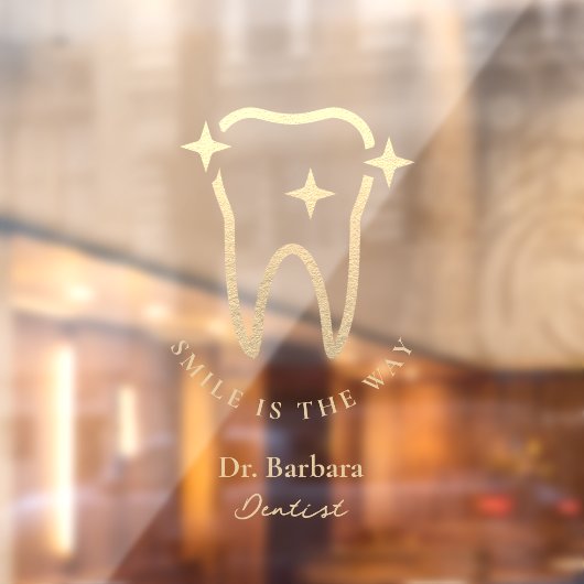 歯科モダン金ゴールド歯の粘着性デカール ウィンドウサイン (シート2)