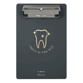 歯科モダン金ゴールド歯ダークブルーグレー ミニクリップボード (正面)