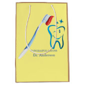 歯科モノグラムかわいい歯ブラシ幸せ歯 ミディアムペーパーバッグ (正面)