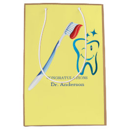 歯科モノグラムかわいい歯ブラシ幸せ歯 ミディアムペーパーバッグ