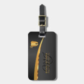 歯科モノグラム-黒および金ゴールド ラゲッジタグ (正面縦)