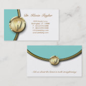 歯科モルの名刺の金ゴールドの白い青 名刺 (正面/裏面)