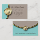 歯科モルの名刺の金ゴールドの金属の青いベージュ色 名刺 (正面/裏面)