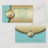 歯科モルの名刺の金ゴールドの金属の青2 名刺 (正面/裏面)