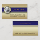 歯科モルの名刺の金ゴールドの金属青 予約カード (正面/裏面)