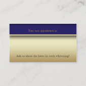 歯科モルの名刺の金ゴールドの金属青 予約カード (裏面)