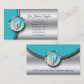 歯科モルの名刺の銀のロゴの歯科医 名刺 (正面/裏面)