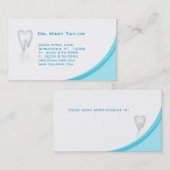 歯科モルの名刺の青のカーブ 予約カード (正面/裏面)