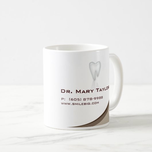 歯科モルの歯のロゴのコーヒー・マグベージュ色カーブ コーヒーマグカップ (正面右)