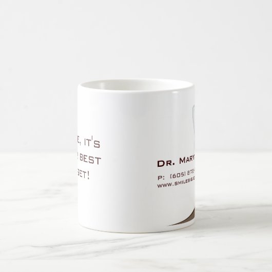 歯科モルの歯のロゴのコーヒー・マグベージュ色カーブ コーヒーマグカップ (中央)