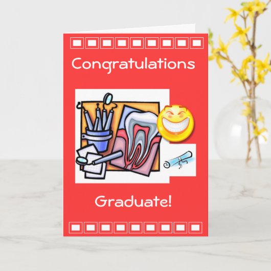 歯科企業の卒業 カード (黄色い花)