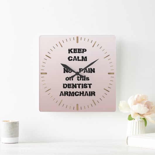 歯科保医の肘掛け椅子の歯科医に痛みがない スクエア壁時計 (ホーム)