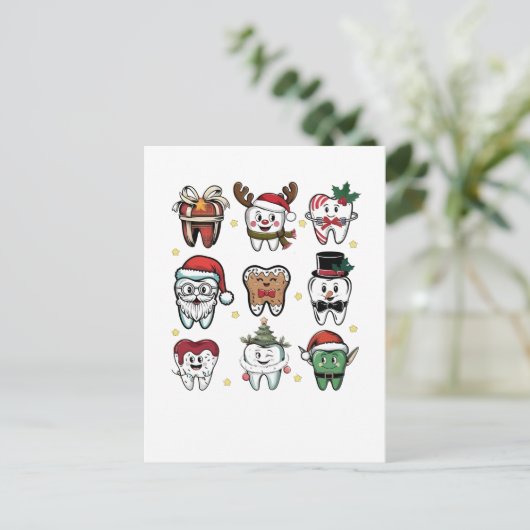 歯科分科歯科クリスマスホリデークリスマス インビテーションポストカード (スタンド正面)