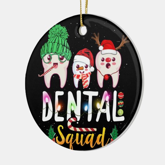 歯科分隊かわいい歯の歯科アシスタントクリスマス セラミックオーナメント (左)