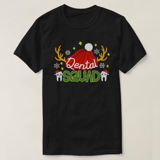 歯科分隊サンタトゥース歯科助手クリスマス Tシャツ (デザイン正面)
