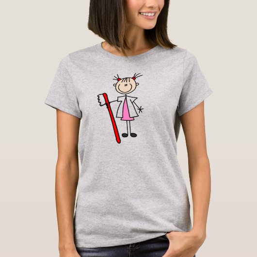 歯科助手と歯ブラシ Tシャツ (正面)