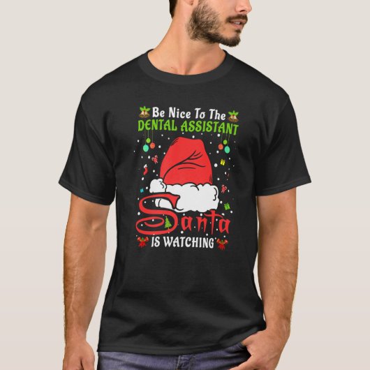 歯科助手に優しく サンタ クリスマス パジャマ Tシャツ (正面)