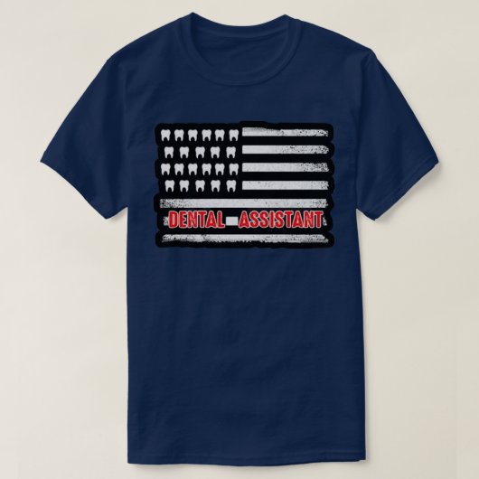 歯科助手アメリカ国旗の贈りおもしろい物 Tシャツ (デザイン正面)