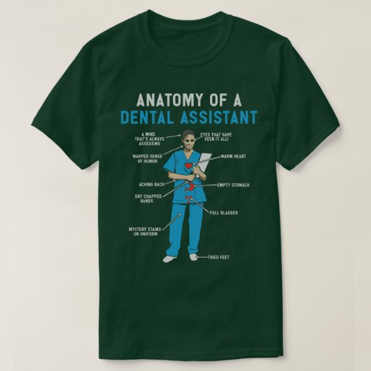 歯科助手Tシャツ及びギフトの解剖学おもしろい Tシャツ (デザイン正面)