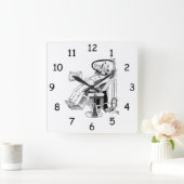 歯科医おもしろいスケッチ スクエア壁時計 (ホーム)