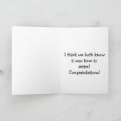 歯科医おもしろい用退職ユーモアカード カード (内部)