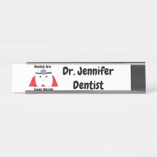 歯科医おもしろい者のすごい英雄のパーソナライズ デスクネームプレート (正面)