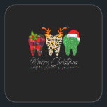 歯科医おもしろいChristmas Leopard Plaid Tooth Dental スクエアシール<br><div class="desc">ハヌカ素晴らしの休日の家族や友人への贈り物だ。彼らはハヌカーの休暇中に、あなたからこの贈り物を受け取ることを喜んでいる。</div>
