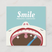 歯科医かわいい子供の小児歯科デンタルケア スクエア名刺 (正面)