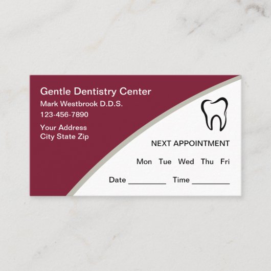 歯科医が編集可能なアポイントメント名刺デザイン 名刺 (正面)