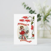 歯科医とスタッフのためのビンテージガールの季節の挨拶 シーズンポストカード (スタンド正面)