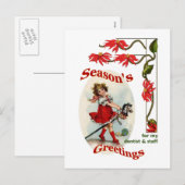 歯科医とスタッフのためのビンテージガールの季節の挨拶 シーズンポストカード (正面/裏面)