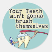 歯科医と歯科衛生士のユーモア ラウンドシール (正面)