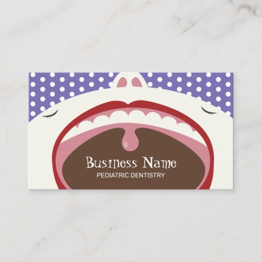 歯科医のかわいい子供の小児科の歯科の紫色 名刺 (正面)
