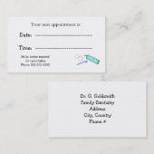 歯科医のアポイントメントアラーム 予約カード (正面/裏面)