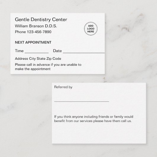 歯科医のアポイントメントロゴの参照名刺 名刺 (正面/裏面)