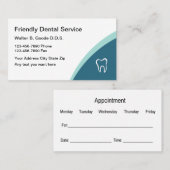 歯科医のオフィスのアポイントメントのテンプレート 名刺 (正面/裏面)