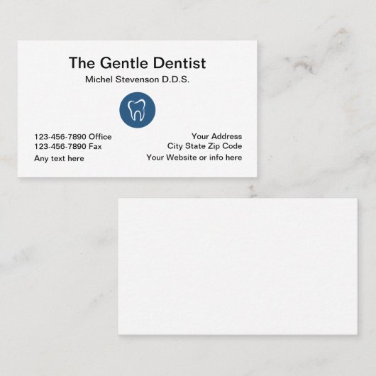 歯科医のオフィスのデザイン 名刺 (正面/裏面)