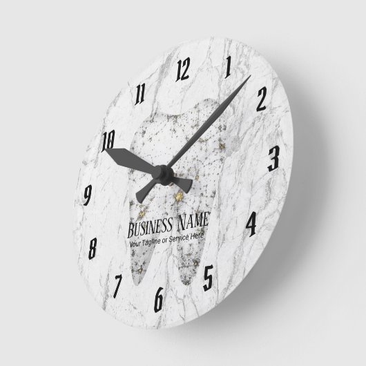 歯科医のオフィスのデンタルケアのモダンな大理石の歯 ラウンド壁時計 (傾斜)