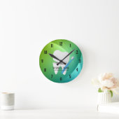 歯科医のオフィスのデンタルケアの歯及び歯ブラシ ラウンド壁時計 (ホーム)